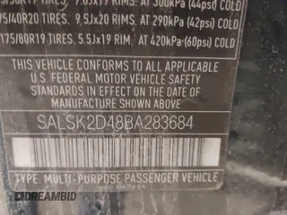 2011 Land Rover Range Rover Sport HSE Lux with VIN SALSK2D48BA283684, listed as a IAAI auction lot 42009034 with 164,642 mi miles and . Bid and sale history available at DreamBid. Image 9.
