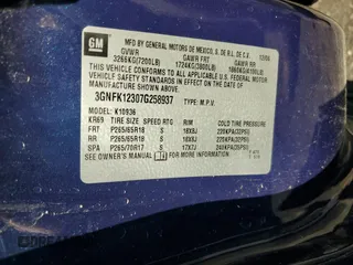 2007 Chevrolet Avalanche 3LT with VIN 3GNFK12307G258937, listed as a Copart auction lot 69171164 with Not Provided miles and Salvage Title. Bid and sale history available at DreamBid. Image 13.