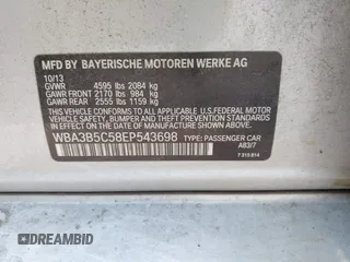 2014 BMW 3 Series 328i xDrive с VIN WBA3B5C58EP543698, выставлен на аукционе IAAI как лот 42417625 с пробегом 237 150 миль миль и . История ставок и продаж доступна на DreamBid. Изображение 8.