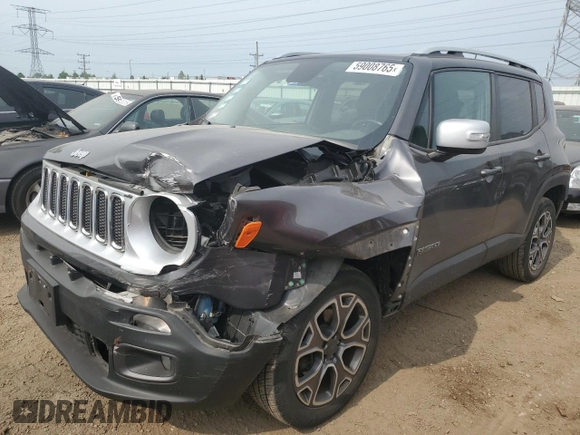 2017 Jeep Renegade Limited z VIN ZACCJBDB0HPF80051, wystawiony jako Copart lot #59008765 z przebiegiem 32 376 mil mil oraz Szkoda całkowita • Salvage title. Historia ofert i sprzedaży dostępna na DreamBid. Obrazek 1.
