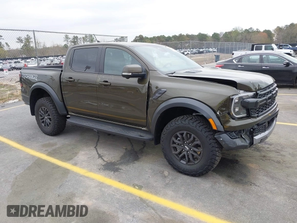 2024 Ford Ranger Raptor with VIN 1FTER4LR6RLE11671, listed as a IAAI auction lot 41821564 with 8,076 mi miles. Bid and sale history available at carsss.com. Image 1.