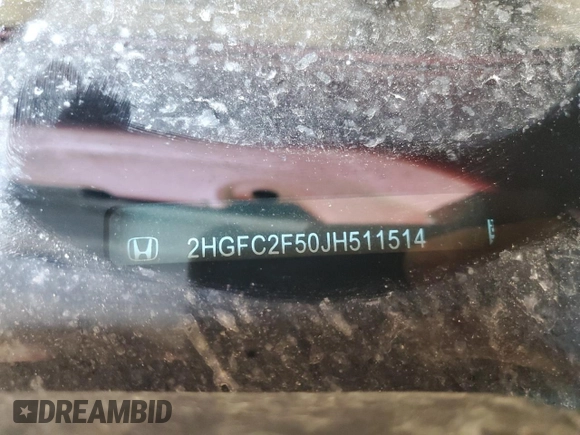 2018 Honda Civic LX with VIN 2HGFC2F50JH511514, listed as a Copart auction lot 54126445 with 100,628 mi miles and Salvage Title. Bid and sale history available at DreamBid. Image 12.
