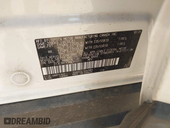 2024 Toyota RAV4 XLE Premium с VIN 2T3C1RFV3RW360051, выставлен на аукционе IAAI как лот 42261611 с пробегом 5 907 миль миль и . История ставок и продаж доступна на DreamBid. Изображение 9.