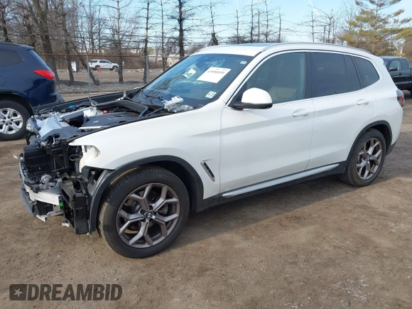2022 BMW X3 xDrive30i with VIN 5UX53DP03N9M00629, listed as a IAAI auction lot 41890559 with 9,300 mi miles and . Bid and sale history available at DreamBid. Image 18.