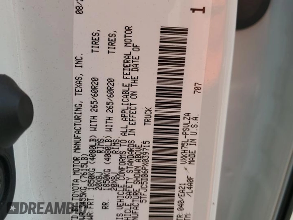 2023 Toyota Tundra Limited Hybrid with VIN 5TFJC5DB6PX039715, listed as a Copart auction lot 62089944 with 47,041 mi miles and Salvage title. Bid and sale history available at DreamBid. Image 15.