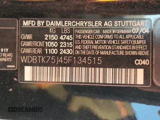 2005 Mercedes-Benz CLK 500 with VIN WDBTK75J45F134515, listed as a Copart auction lot 75918994 with Not Provided miles and Non Repairable. Bid and sale history available at DreamBid. Image 13.