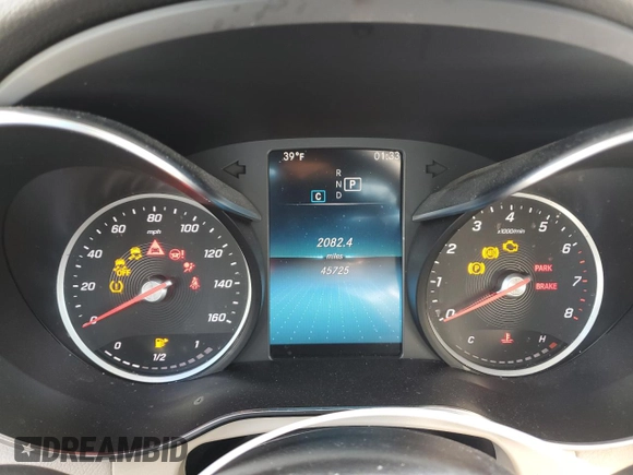 2020 Mercedes-Benz GLC with VIN WDC0G8EB2LF755117, listed as a Copart auction lot 44965135 with 45,725 mi miles and Salvage Title. Bid and sale history available at carsss.com. Image 9.
