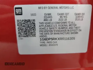 2024 Cadillac CT5 Sport z VIN 1G6DP5RKXR0116305, wystawiony jako Copart lot #44306555 z przebiegiem 953 mil mil oraz Szkoda całkowita • Salvage title. Historia ofert i sprzedaży dostępna na DreamBid. Obrazek 13.