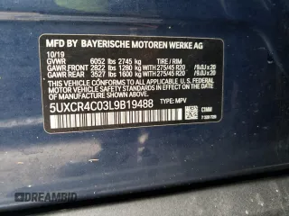 2020 BMW X5 sDrive40i with VIN 5UXCR4C03L9B19488, listed as a Copart auction lot 62102312 with 0 mi miles. Bid and sale history available at carsss.com. Image 10.