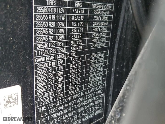 2019 Land Rover Range Rover Velar R-Dynamic SE with VIN SALYL2FV8KA233543, listed as a Copart auction lot 50878064 with 75,752 mi miles and Salvage Title. Bid and sale history available at carsss.com. Image 12.