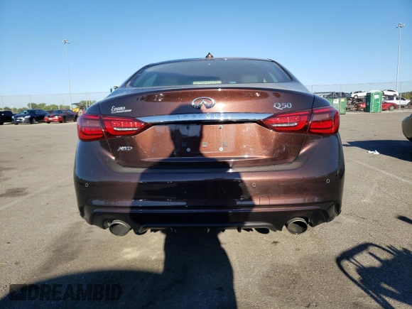 2020 Infiniti Q50 Luxe z VIN JN1EV7AR2LM250739, wystawiony jako Copart lot #66489913 z przebiegiem 50 254 mil mil oraz Szkoda całkowita • Salvage title. Historia ofert i sprzedaży dostępna na DreamBid. Obrazek 6.