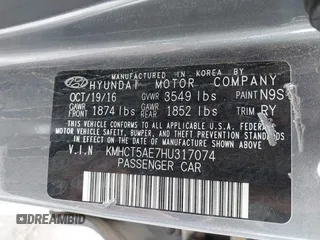 2017 Hyundai Accent SE with VIN KMHCT5AE7HU317074, listed as a IAAI auction lot 42194398 with 98,294 mi miles and . Bid and sale history available at DreamBid. Image 9.