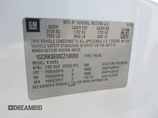 2012 Chevrolet Silverado 1500 LT with VIN 1GCRKSE06CZ198069, listed as a IAAI auction lot 41831860 with 125,511 mi miles and . Bid and sale history available at DreamBid. Image 9.