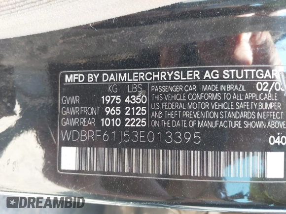 2003 Mercedes-Benz C 240 с VIN WDBRF61J53E013395, выставлен на аукционе IAAI как лот 42739169 с пробегом Не указан миль и . История ставок и продаж доступна на DreamBid. Изображение 9.