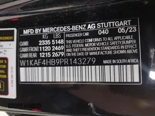 2023 Mercedes-Benz C 300 with VIN W1KAF4HB9PR143279, listed as a IAAI auction lot 42394162 with 19,388 mi miles and . Bid and sale history available at DreamBid. Image 9.