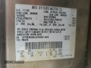 2003 Ford F-150 XLT with VIN 1FTRW08L83KB61404, listed as a Copart auction lot 51869675 with 22,216 mi miles and Salvage Title. Bid and sale history available at carsss.com. Image 14.