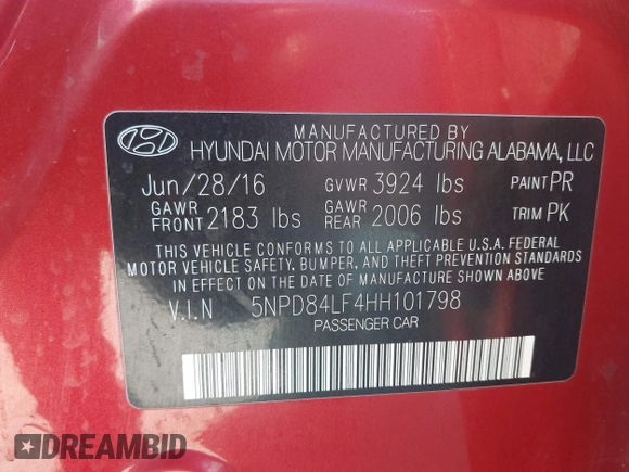 2017 Hyundai Elantra SE z VIN 5NPD84LF4HH101798, wystawiony jako IAAI lot #40700630 z przebiegiem 86 404 mil mil oraz . Historia ofert i sprzedaży dostępna na DreamBid. Obrazek 9.
