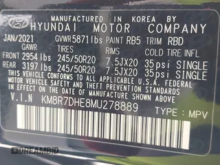 2021 Hyundai Palisade Calligraphy z VIN KM8R7DHE8MU278889, wystawiony jako IAAI lot #42284376 z przebiegiem 88 383 mil mil oraz . Historia ofert i sprzedaży dostępna na DreamBid. Obrazek 9.