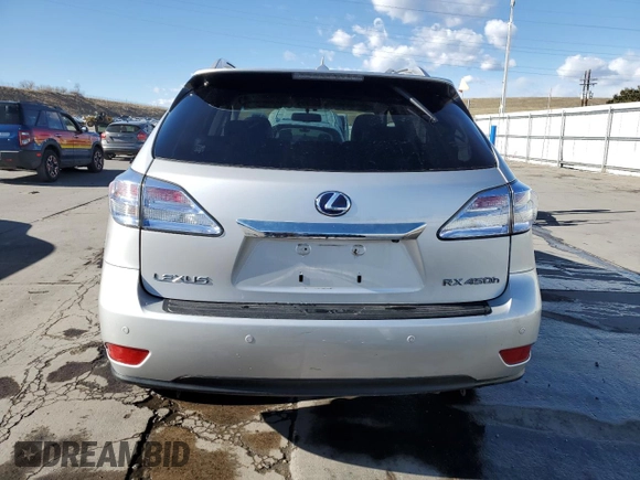 2010 Lexus RX 450h with VIN JTJBC1BA9A2023078, listed as a Copart auction lot 48934725 with 140,318 mi miles and Salvage Title. Bid and sale history available at DreamBid. Image 6.
