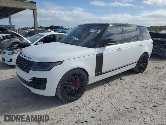 2019 Land Rover Range Rover с VIN SALGS5RE1KA520816, выставлен на аукционе Copart как лот 84727244 с пробегом 35 247 миль миль и Списание • Salvage title. История ставок и продаж доступна на DreamBid. Изображение 1.