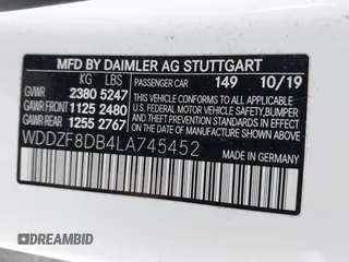 2020 Mercedes-Benz E 350 with VIN WDDZF8DB4LA745452, listed as a IAAI auction lot 42164224 with 53,934 mi miles and . Bid and sale history available at DreamBid. Image 9.