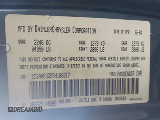 2005 Chrysler 300 with VIN 2C3AA53G55H186617, listed as a IAAI auction lot 42004943 with 230,956 mi miles. Bid and sale history available at carsss.com. Image 9.
