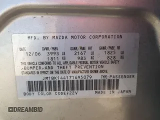 2007 Mazda 3 S Sport with VIN JM1BK144171695079, listed as a Copart auction lot 52050725 with 82,399 mi miles and Salvage Title. Bid and sale history available at DreamBid. Image 12.