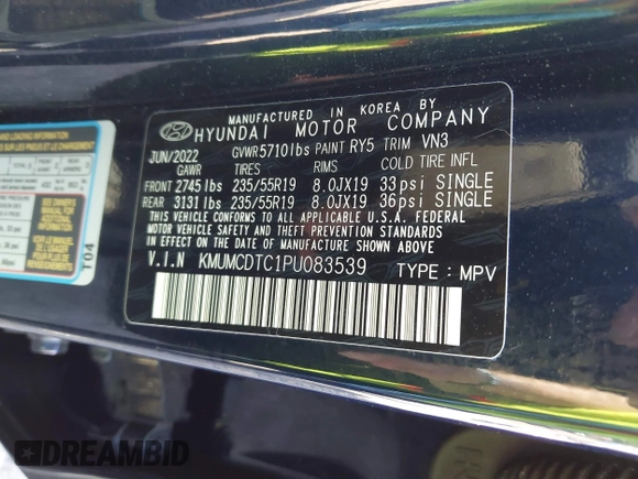 2023 Genesis GV70 Sport with VIN KMUMCDTC1PU083539, listed as a IAAI auction lot 42107968 with 21,169 mi miles and . Bid and sale history available at DreamBid. Image 9.