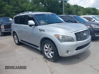 2014 Infiniti QX80 with VIN JN8AZ2NF1E9554836, listed as a IAAI auction lot 42680837 with 156,645 mi miles and . Bid and sale history available at DreamBid. Image 1.