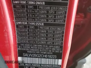 2012 Land Rover Range Rover Evoque Prestige Premium z VIN SALVV2BG2CH618223, wystawiony jako Copart lot #46396995 z przebiegiem Nie podano mil oraz Szkoda całkowita • Salvage title. Historia ofert i sprzedaży dostępna na DreamBid. Obrazek 16.