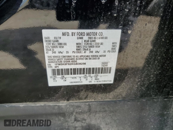 2019 Ford Explorer Limited with VIN 1FM5K8F82KGB39256, listed as a Copart auction lot 53683775 with 77,084 mi miles and Salvage title. Bid and sale history available at DreamBid. Image 13.