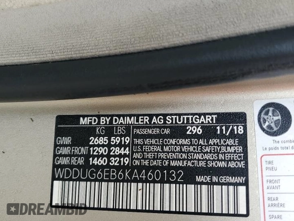 2019 Mercedes-Benz S 450 z VIN WDDUG6EB6KA460132, wystawiony jako Copart lot #73942904 z przebiegiem Nie podano mil oraz Nie do naprawy • Non repairable. Historia ofert i sprzedaży dostępna na DreamBid. Obrazek 14.
