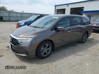 2021 Honda Odyssey EX z VIN 5FNRL6H5XMB019406, wystawiony jako Copart lot #54990945 z przebiegiem 77 941 mil mil oraz Szkoda całkowita • Salvage title. Historia ofert i sprzedaży dostępna na DreamBid. Obrazek 1.