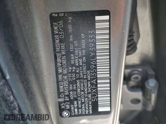 2006 BMW X5 3.0i with VIN 5UXFA13596LY39333, listed as a Copart auction lot 74065624 with 209,454 mi miles and Salvage Title. Bid and sale history available at carsss.com. Image 14.