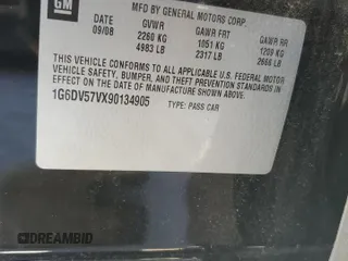 2009 Cadillac CTS RWD w/1SB with VIN 1G6DV57VX90134905, listed as a Copart auction lot 75233374 with 102,687 mi miles and Salvage Title. Bid and sale history available at carsss.com. Image 12.