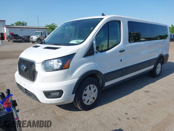 2023 Ford Transit Passenger XL with VIN 1FBAX2YG3PKA90941, listed as a IAAI auction lot 42472270 with 43,141 mi miles and . Bid and sale history available at DreamBid. Image 2.