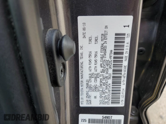 2018 Toyota Tacoma SR5 с VIN 5TFAZ5CN3JX071474, выставлен на аукционе Copart как лот 54677335 с пробегом 86 866 миль миль и Списание • Salvage title. История ставок и продаж доступна на DreamBid. Изображение 12.