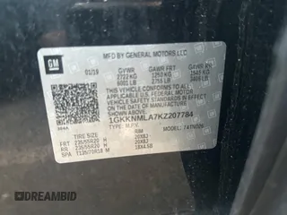 2019 GMC Acadia SLT with VIN 1GKKNMLA7KZ207784, listed as a Copart auction lot 44655345 with 46,560 mi miles and Salvage Title. Bid and sale history available at carsss.com. Image 8.
