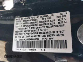 2019 Honda CR-V EX with VIN 7FARW2H56KE006797, listed as a IAAI auction lot 41843263 with 101,055 mi miles. Bid and sale history available at carsss.com. Image 9.