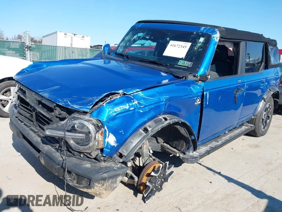 2022 Ford Bronco with VIN 1FMDE5BHXNLB00725, listed as a IAAI auction lot 41672345 with 46,569 mi miles. Bid and sale history available at carsss.com. Image 14.