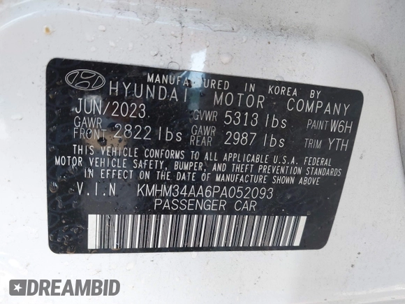 2023 Hyundai Ioniq 6 SEL z VIN KMHM34AA6PA052093, wystawiony jako IAAI lot #41233794 z przebiegiem 8 300 mil mil oraz . Historia ofert i sprzedaży dostępna na DreamBid. Obrazek 9.