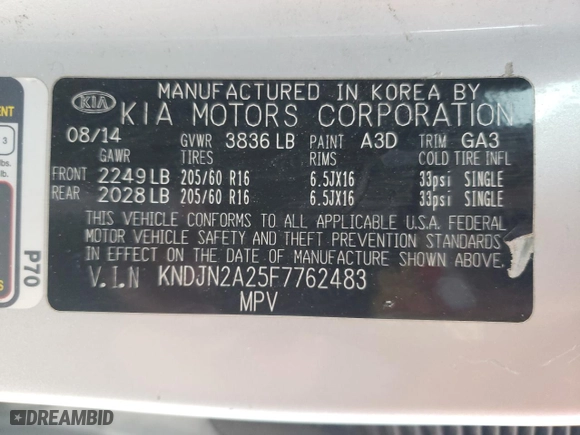 2015 Kia Soul with VIN KNDJN2A25F7762483, listed as a Copart auction lot 44898235 with 129,160 mi miles and Salvage Title. Bid and sale history available at carsss.com. Image 15.