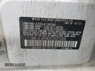 2012 Subaru Impreza Premium z VIN JF1GPAC61CH225006, wystawiony jako Copart lot #58039975 z przebiegiem 167 171 mil mil oraz Szkoda całkowita • Salvage title. Historia ofert i sprzedaży dostępna na DreamBid. Obrazek 12.