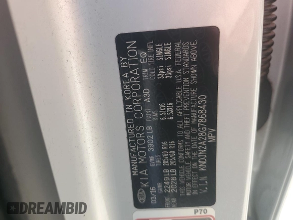 2016 Kia Soul with VIN KNDJN2A28G7868430, listed as a Copart auction lot 49986695 with 73,301 mi miles and Salvage Title. Bid and sale history available at carsss.com. Image 14.