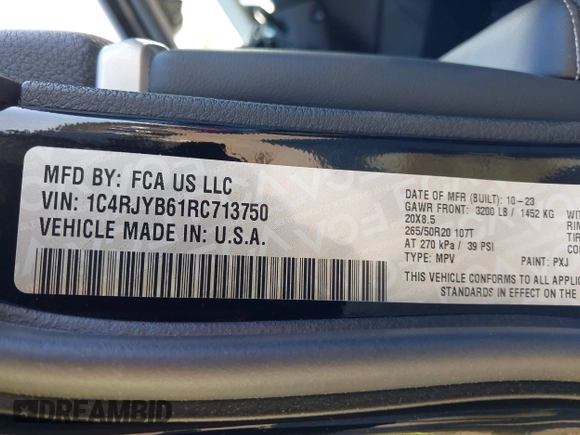 2024 Jeep Grand Cherokee с VIN 1C4RJYB61RC713750, выставлен на аукционе IAAI как лот 42149409 с пробегом 9 931 миль миль и . История ставок и продаж доступна на DreamBid. Изображение 9.