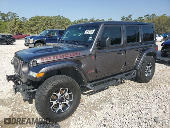 2021 Jeep Wrangler Unlimited Rubicon with VIN 1C4HJXFG6MW764208, listed as a Copart auction lot 49484545 with 47,345 mi miles and Salvage Title. Bid and sale history available at DreamBid. Image 1.