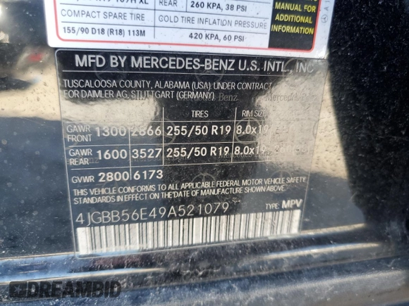 2009 Mercedes-Benz M 350 z VIN 4JGBB56E49A521079, wystawiony jako Copart lot #42608745 z przebiegiem 100 214 mil mil oraz Szkoda całkowita • Salvage title. Historia ofert i sprzedaży dostępna na DreamBid. Obrazek 15.
