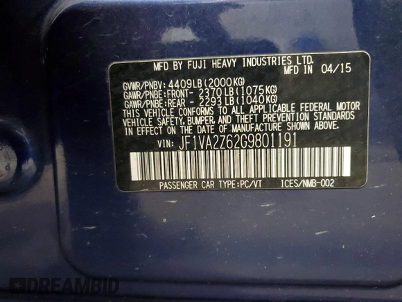 2016 Subaru WRX STI Limited with VIN JF1VA2Z62G9801191, listed as a Copart auction lot 50502655 with 108,236 mi miles and Salvage Title. Bid and sale history available at DreamBid. Image 12.