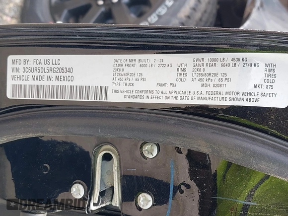 2024 Ram 2500 Big Horn с VIN 3C6UR5DL5RG205340, выставлен на аукционе IAAI как лот 39291590 с пробегом 15 миль миль и . История ставок и продаж доступна на DreamBid. Изображение 9.