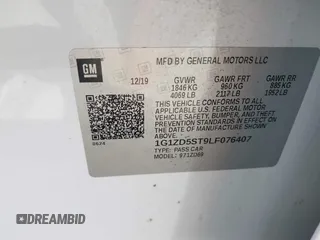 2020 Chevrolet Malibu LT with VIN 1G1ZD5ST9LF076407, listed as a IAAI auction lot 41920057 with Not Provided miles and . Bid and sale history available at DreamBid. Image 9.